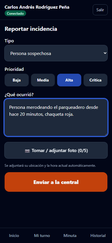 Formulario de incidencia