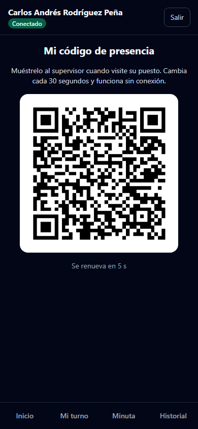 Código QR de presencia del vigilante