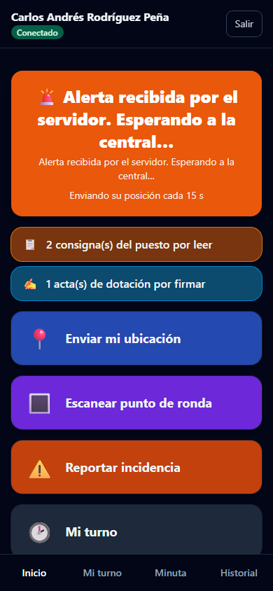 Pánico recibido por el servidor