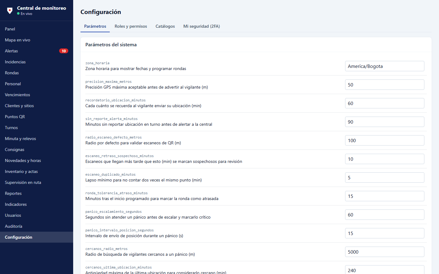 Configuración del sistema